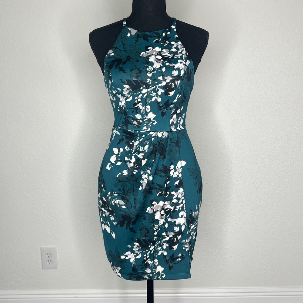 Xtraordinary Teal Floral Mini Dress